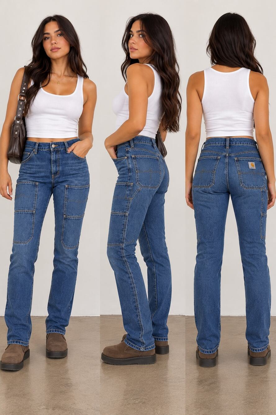 Carhartt Rugged Flex Relaxed Fit Double Front Jeans Women’s 8 Blue
